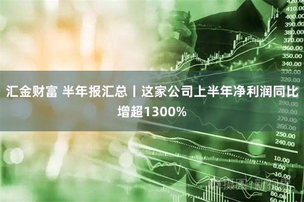 汇金财富 半年报汇总丨这家公司上半年净利润同比增超1300%
