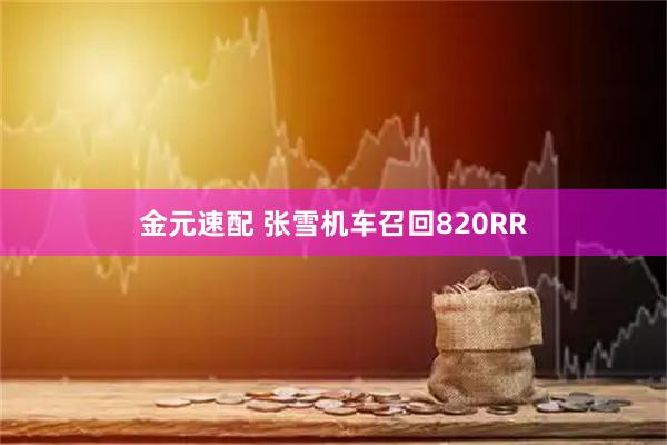 金元速配 张雪机车召回820RR